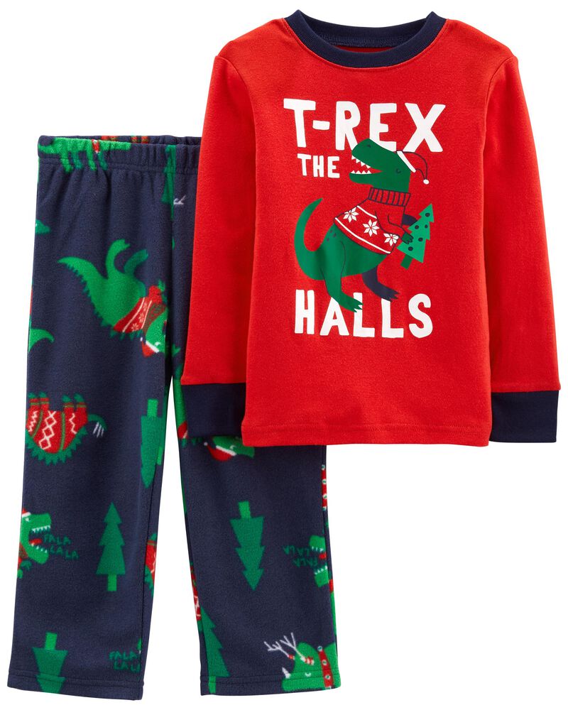 Baby Red/Green 2-Piece Christmas Dinosaur Cotton & Fleece PJs | carters.com