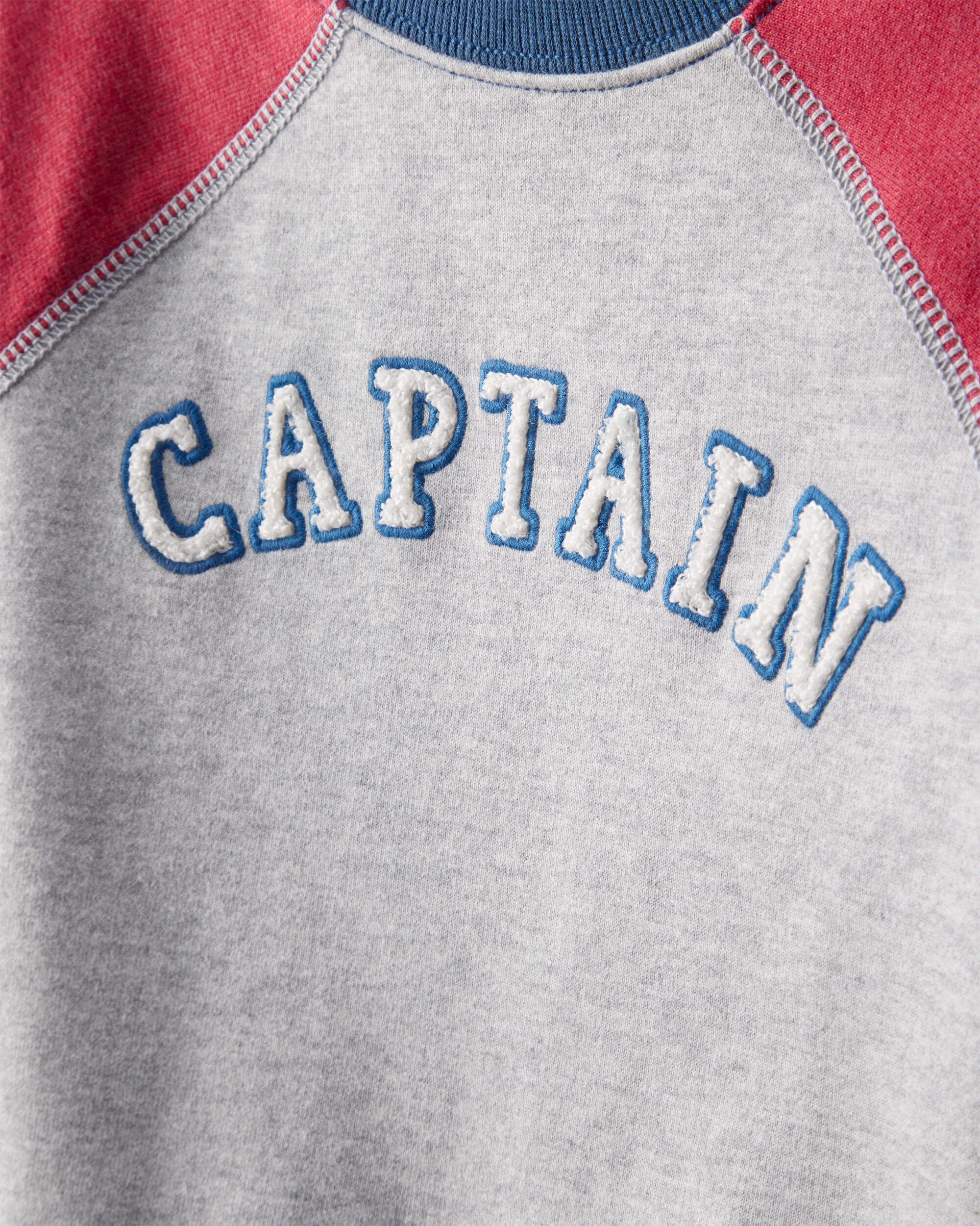 Baby Boy French Terry Long-Sleeve Pullover Sweatshirt - Grey/Red