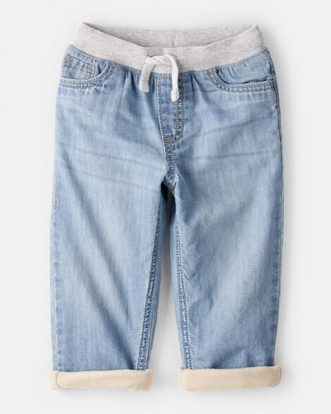 Toddler Boy Lined Light Wash Straight Jeans