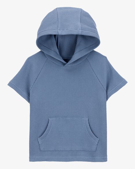  Product image 2 of Toddler 2-Piece Waffle Knit Hooded Pullover & Drawsting Shorts Set - Blue