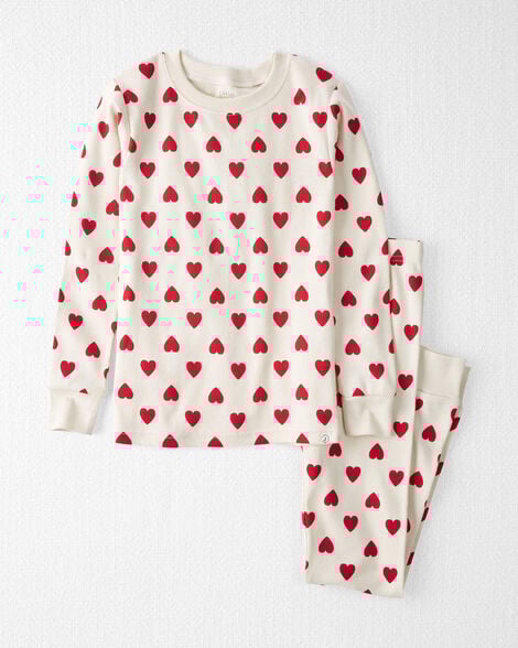 Kid Organic Cotton Pajamas in Forever Hearts Print
