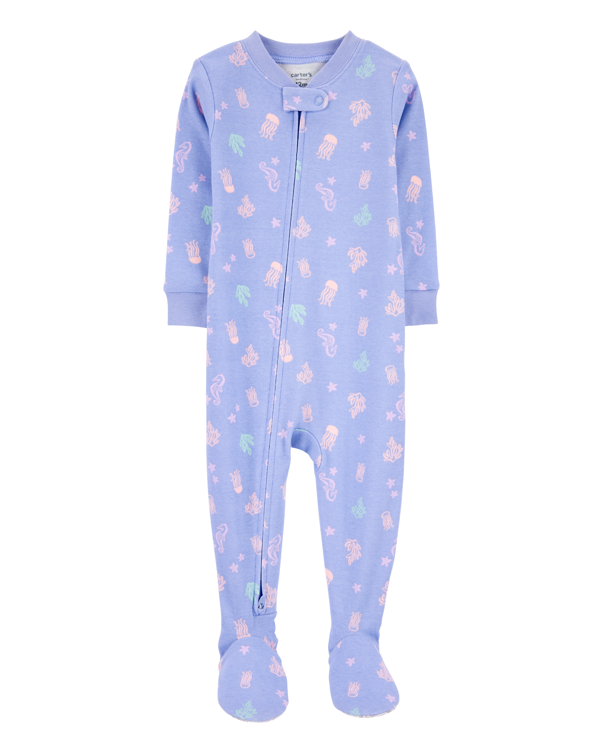Baby Girl 1-Piece Jellyfish 100% Snug Fit Cotton Footie Pajamas - Purple