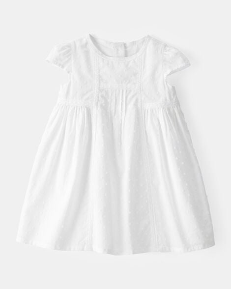 Baby Girl Textured Babydoll Dress - White