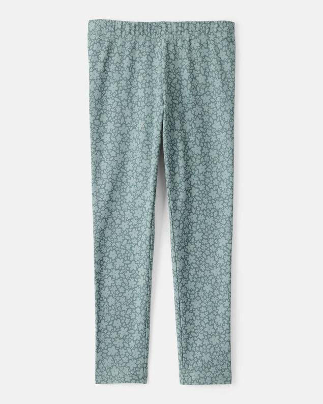 Product image 2 of Girls Floral Cotton Pull-On Stretch Leggings - Green