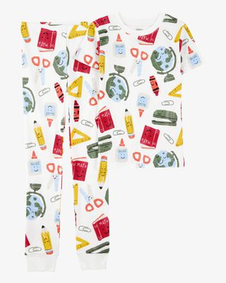 Product image 1 of Kid 2-Piece Back To School Print 100% Snug Fit Cotton Pajamas