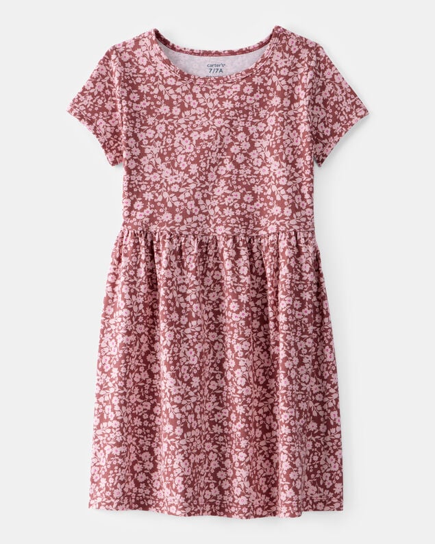 Product image 1 of Girls Floral Short-Sleeve Dress - Pink