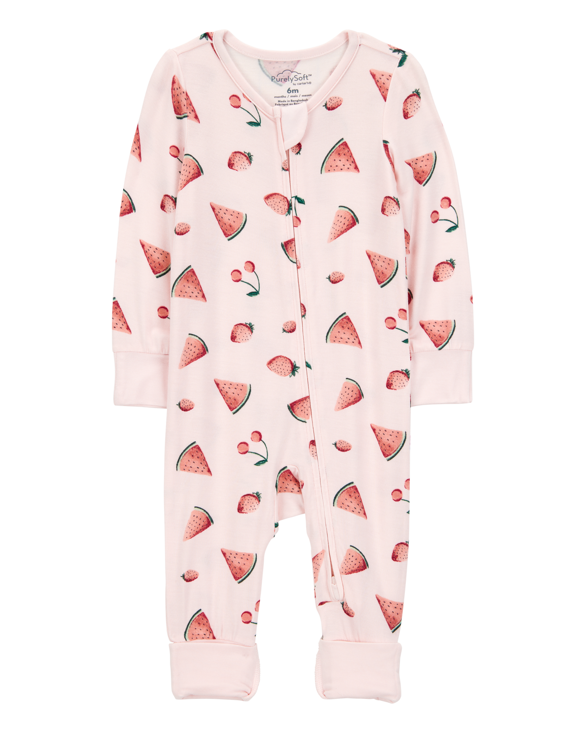 Baby Girl Fruit Print 2-Way Zip PurelySoft Convertible Foot