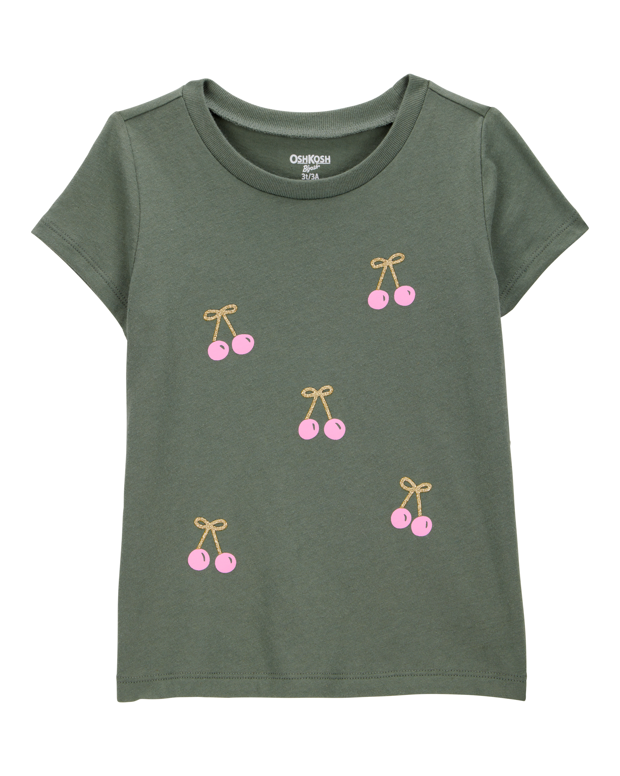 Toddler Cherry Short-Sleeve Graphic Tee - Olive