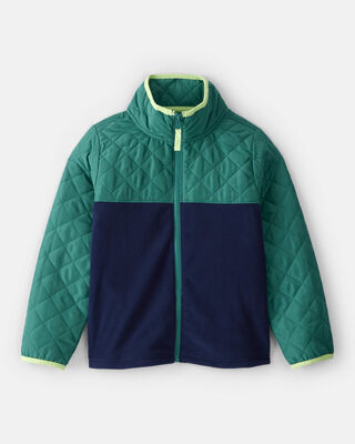 Boys Sherpa Long-Sleeve Zip-Up Jacket - Cream/Navy