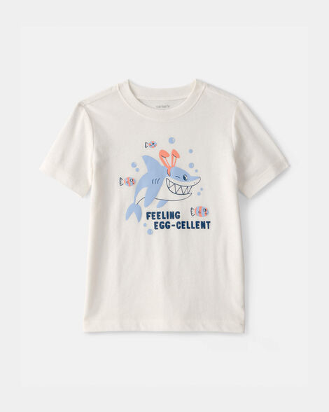 toddler easter shark graphic tee - ivory