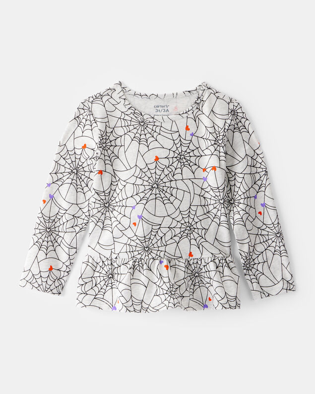 Product image 1 of Toddler Halloween Spiderwebs Long-Sleeve Tee - White/Black