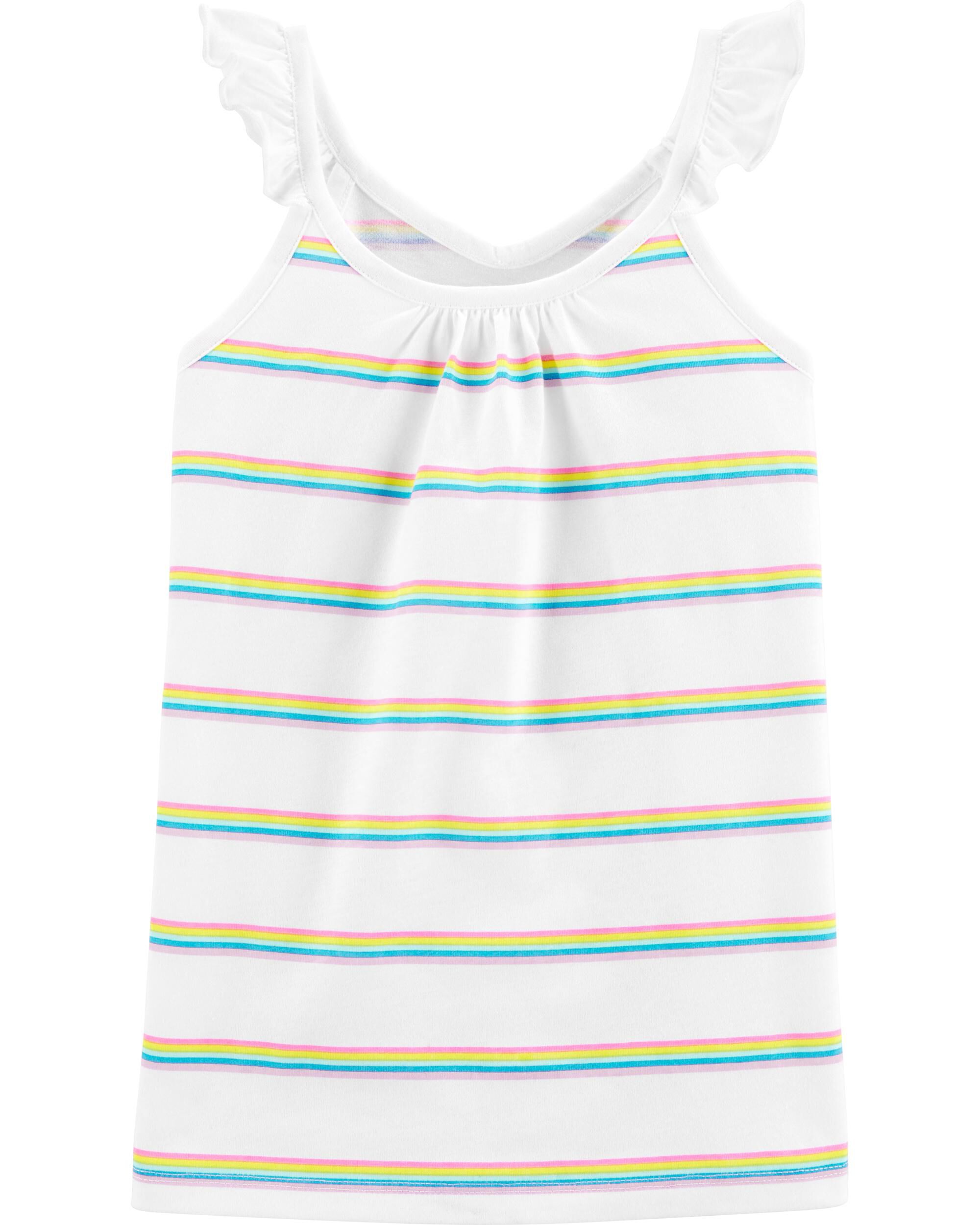 *CLEARANCE* Rainbow Stripe Ruffle Tank