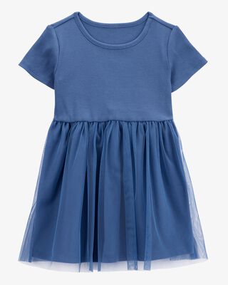 Product image 1 of Toddler Solid Short-Sleeve Dress - Navy