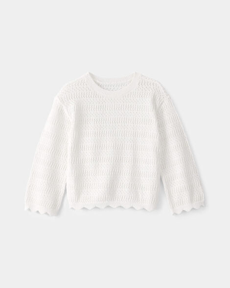 Toddler Girl Scalloped Sweater - Ivory