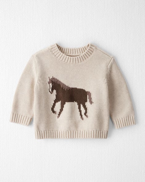 Baby Organic Cotton Horse Sweater Knit Pullover