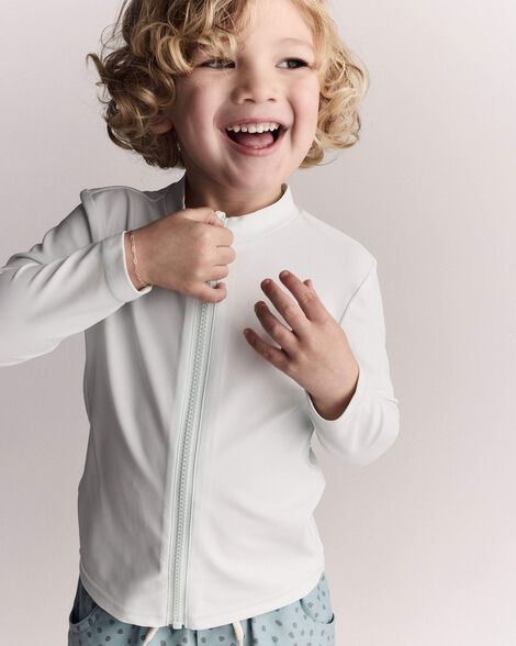 Toddler Full-Zip Long-Sleeve Rashguard - Light Blue