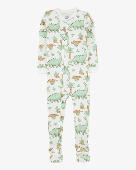 toddler boy 1-piece dinosaur print 100% snug fit cotton pajamas
