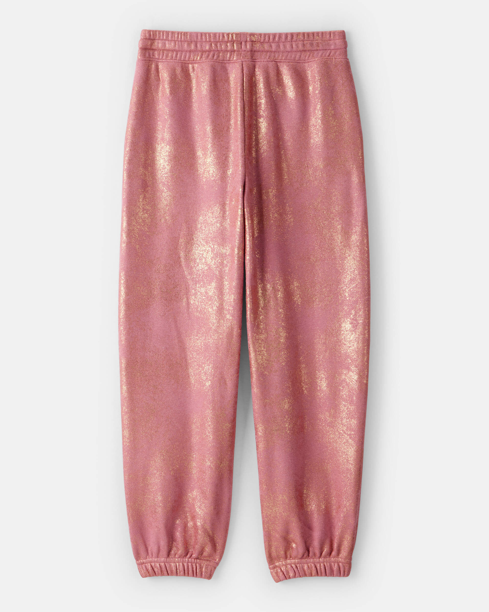 Girls DayDream Fleece Metallic Knit Drawstring Joggers - Pink