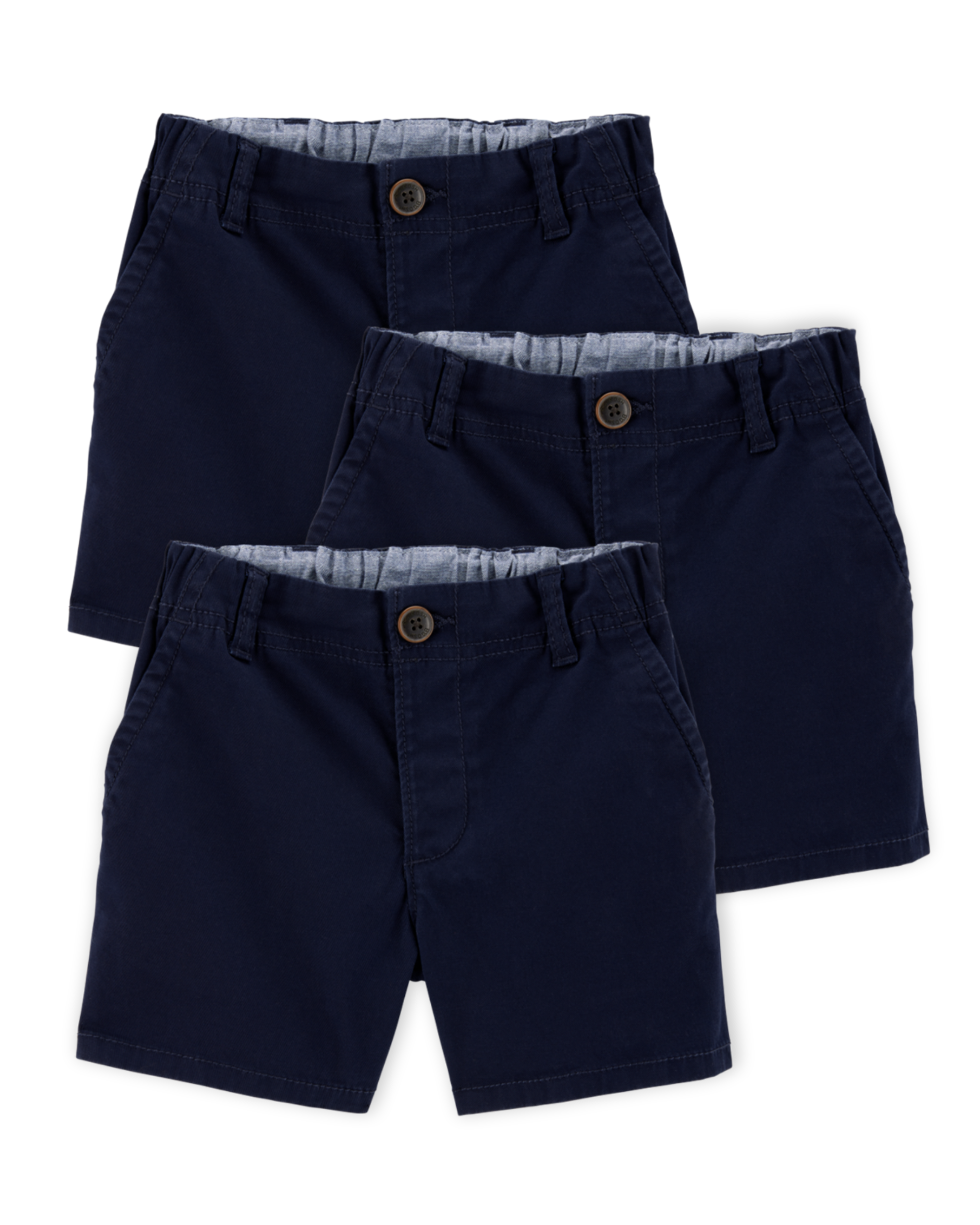 Toddler Boy 3-Pack Stretch Chino Uniform Shorts - Navy