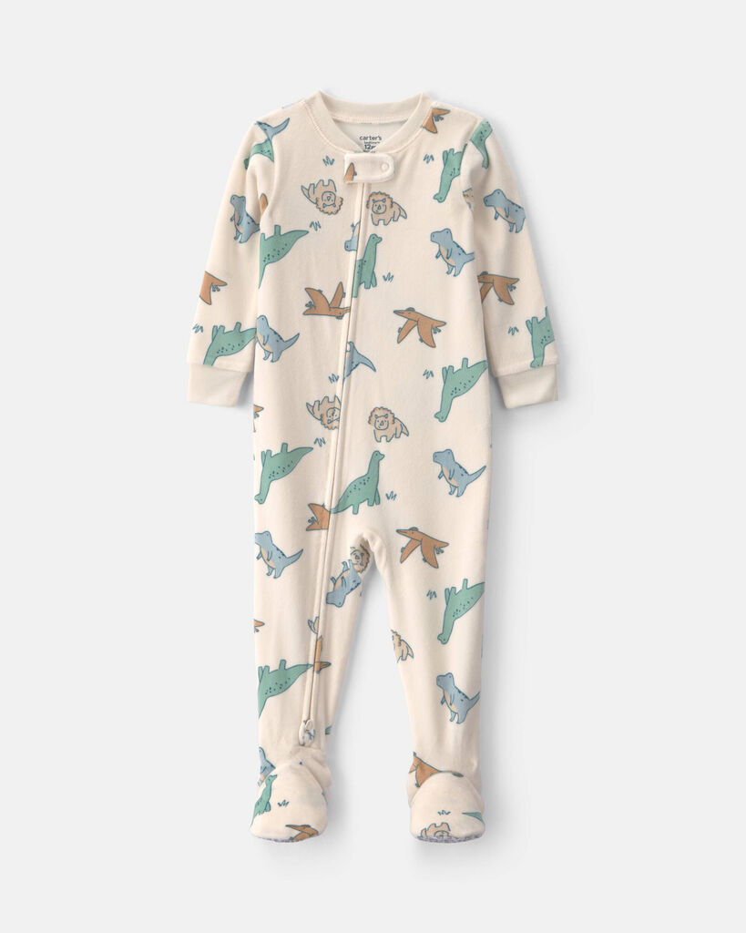 Carter's Dreamplush Baby Boys Footed Crew Neck Long Sleeve One Piece Pajama, 24 Months, White
