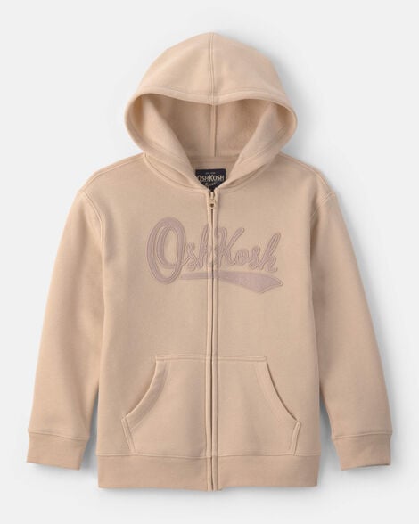 Boys OshKosh Logo Fleece Zip-Up Hoodie - Tan
