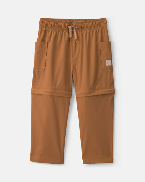 toddler boy 2-in-1 poplin zip-off pants - brown