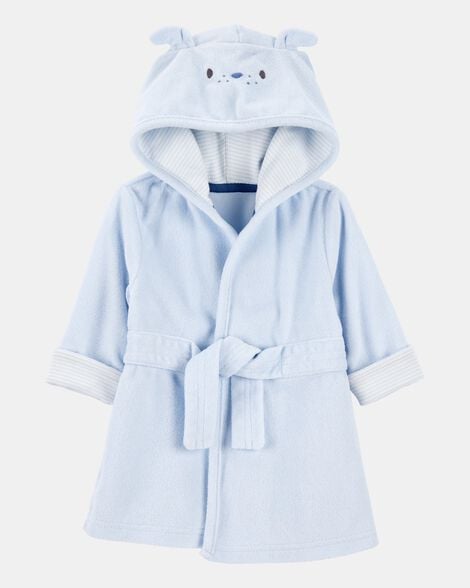 baby dog hooded terry robe - blue