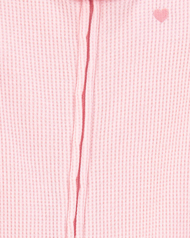 Product image 2 of Baby Girl Heart Waffle Knit Footie 1-Piece Pajamas - Pink
