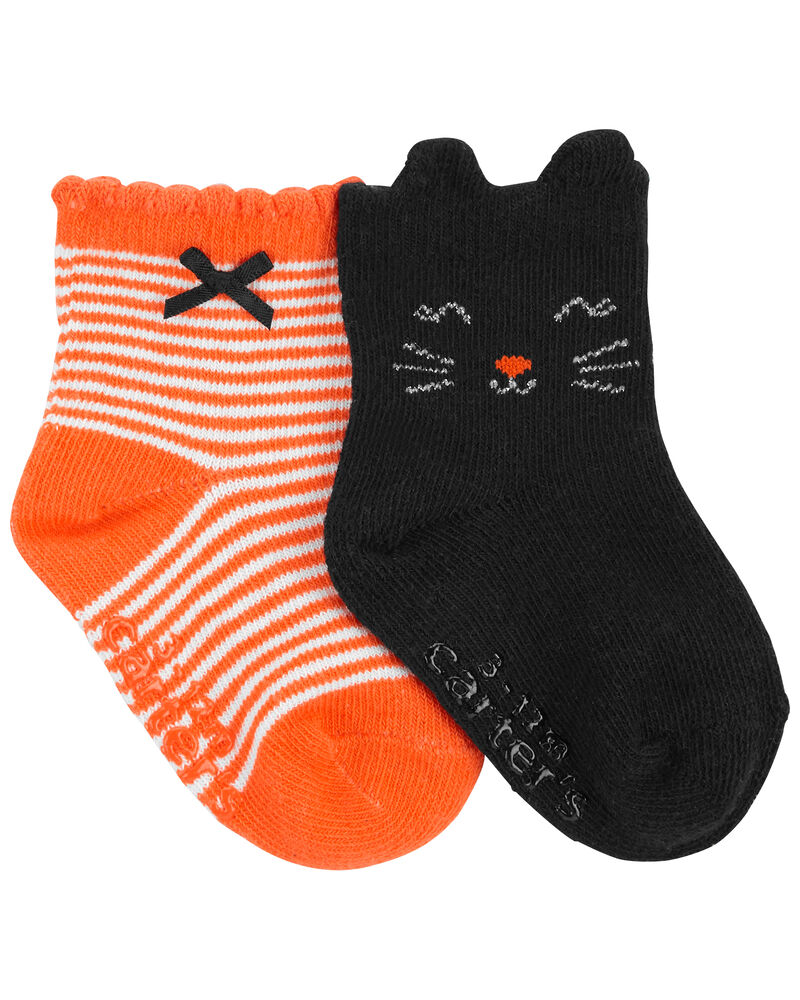 Baby Orange/Black 2-Pack Halloween Socks | carters.com