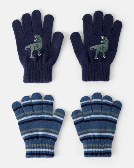  Product image 1 of Boys 2-Pack Dinosaur Winter Gloves - Blue
