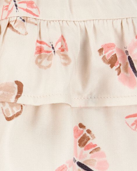 Product image 4 of Baby 2-Piece Flutter-Sleeve Rib Tank & Butterfly Ruffle Skort Set - Pink/Ivory