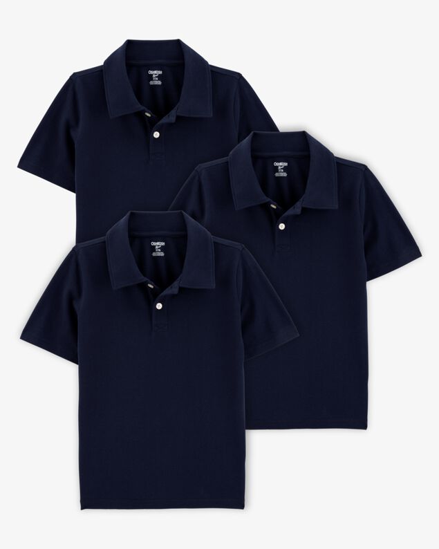 Product image 1 of Kid 3-Pack Pique Uniform Polo Shirts - Navy