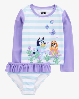 Product image 1 of Toddler Bluey™ 2-Piece Rashguard Swimsuit Set - Blue/Purple
