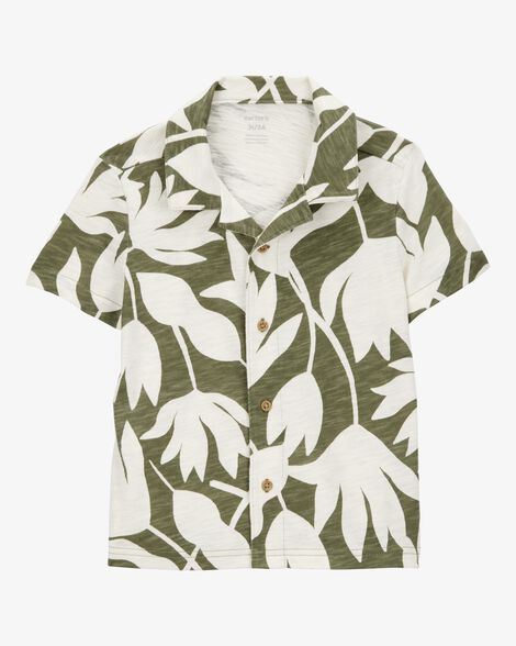  Product image 1 of Baby Tropical Print Cotton Short-Sleeve Fashion Top - Olive/White