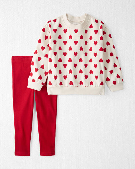 Toddler Girl 2-Piece Set Made with Organic Cotton in Forever Hearts Print