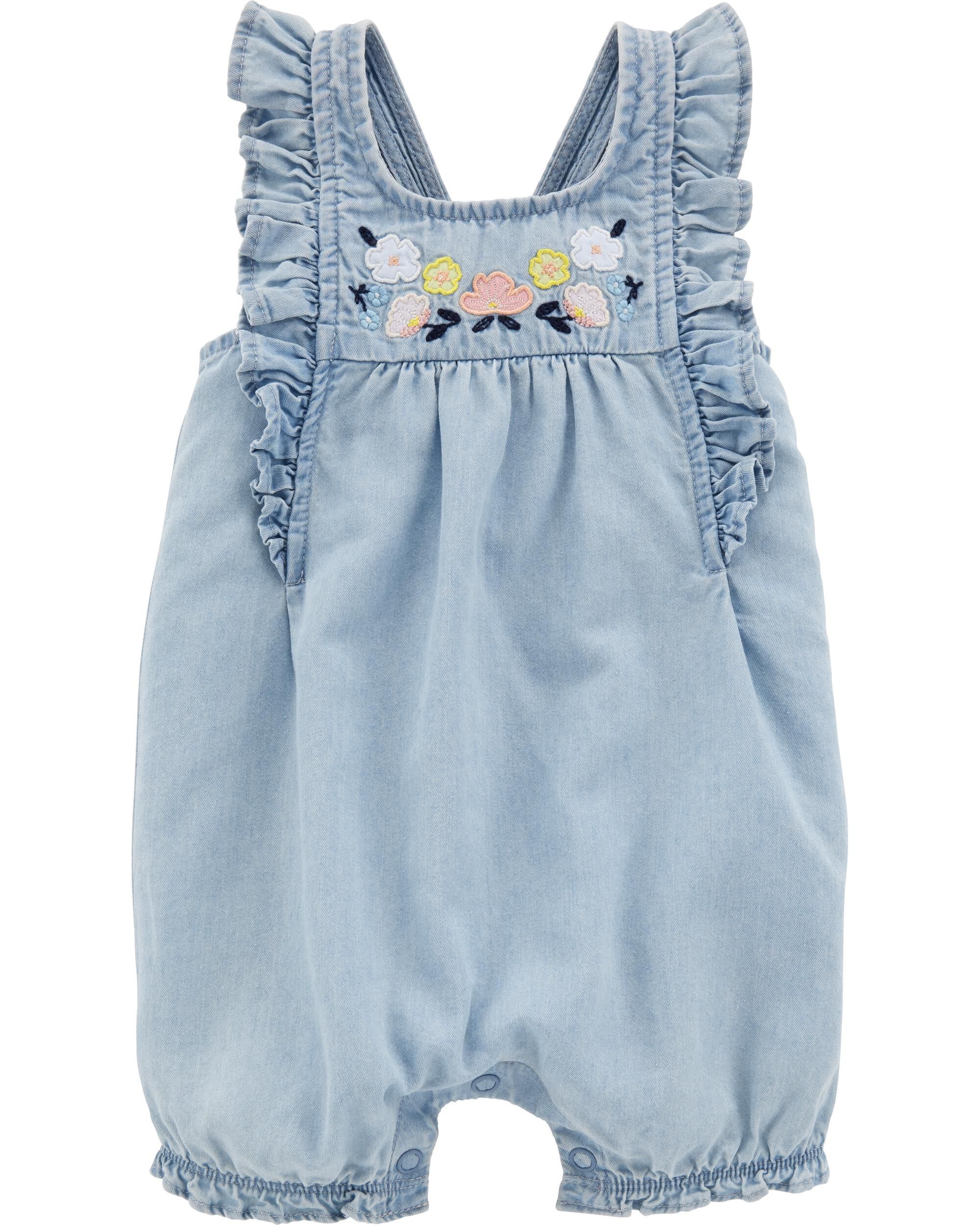 baby girl carter's floral tee & chambray shortalls set