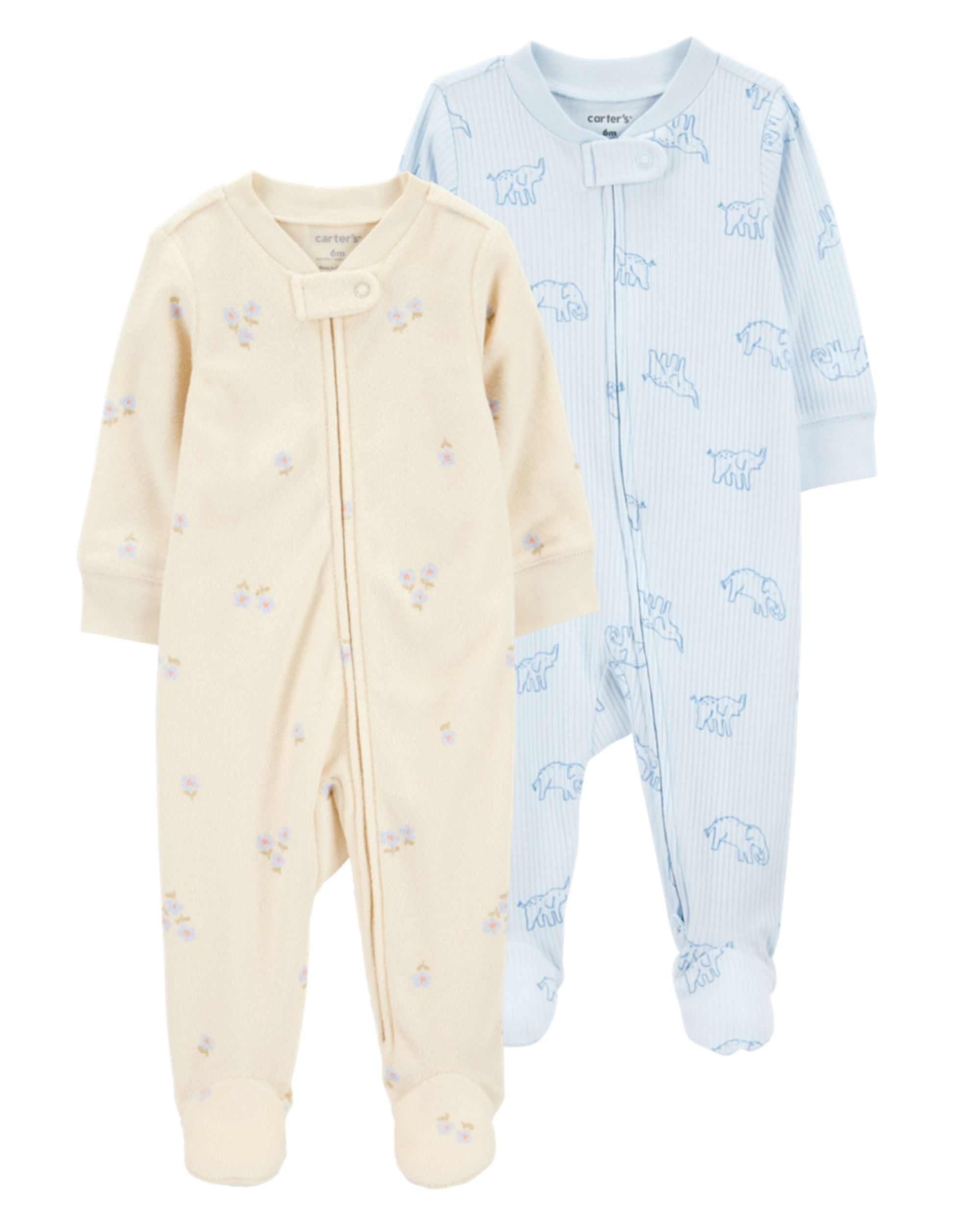 Baby 2-Pack Print 2-Way Zip Sleep & Play Pajamas