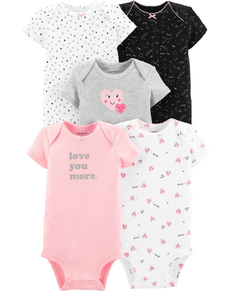 5 Pack Heart Original Bodysuits Carters Com