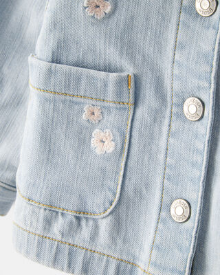 Product image 2 of Baby Girl Embroidered Long-Sleeve Denim Jacket - Blue