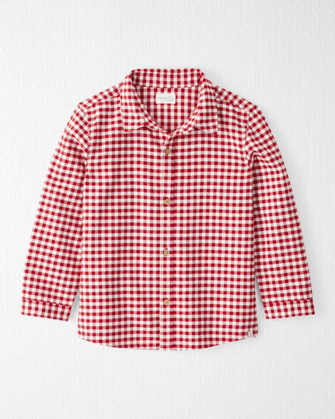 Boys Organic Cotton Button-Front Flannel Shirt