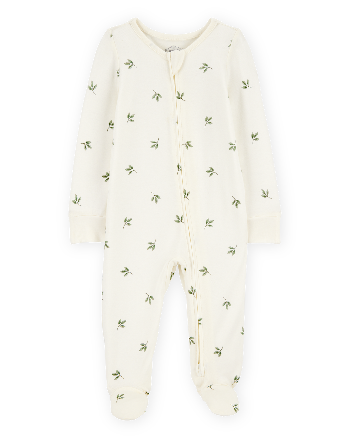 Baby Leaf Print Zip-Up PurelySoft Sleep & Play Pajamas