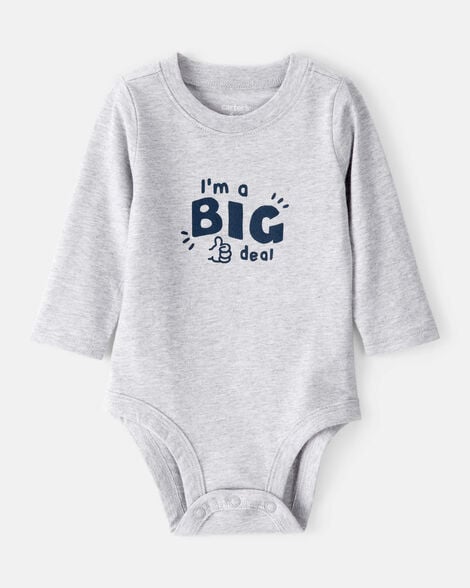 baby boy long-sleeve graphic bodysuit - grey