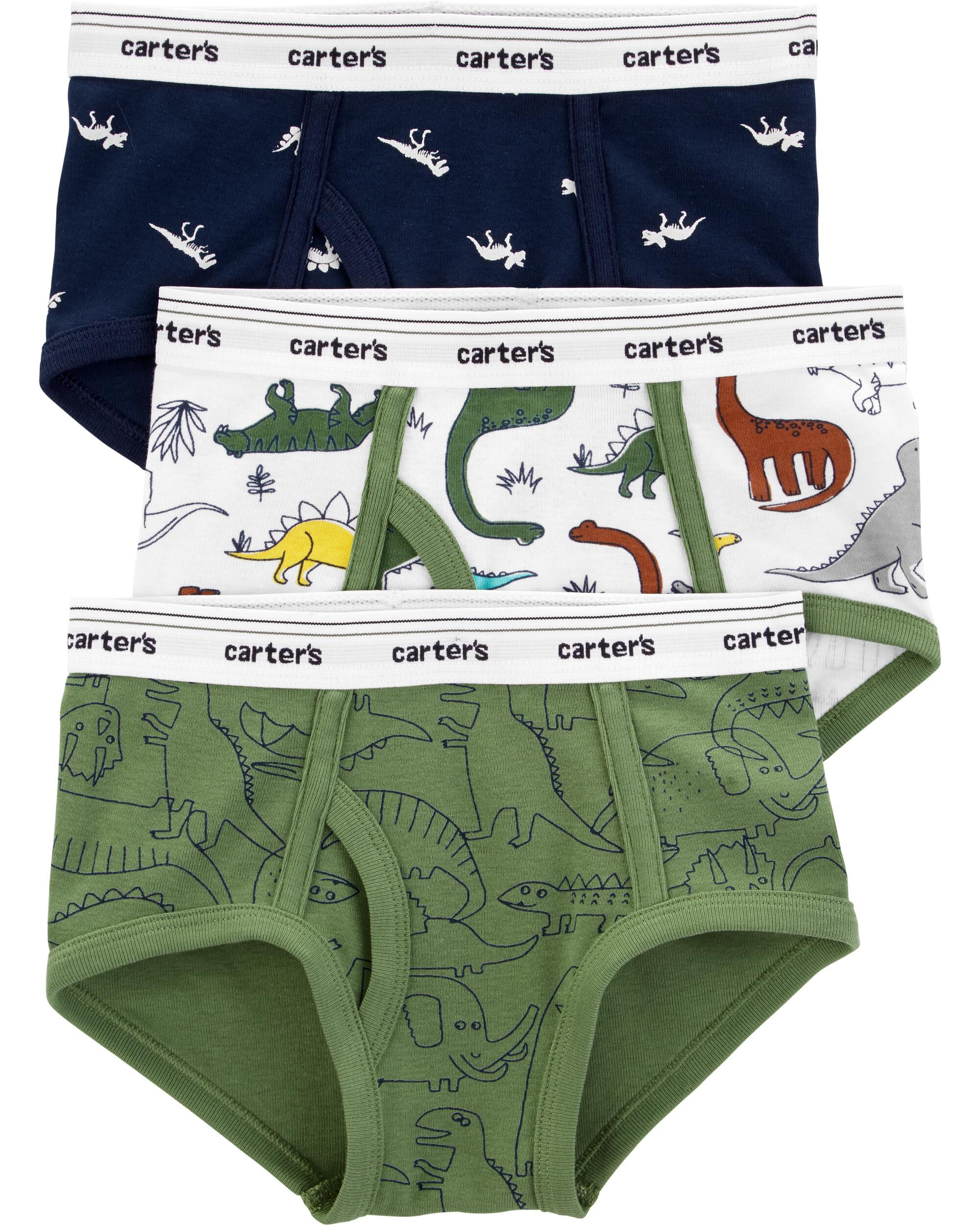 New Carter's Boys Underwear Dino Dinosaur Briefs Set of 3 u pick size