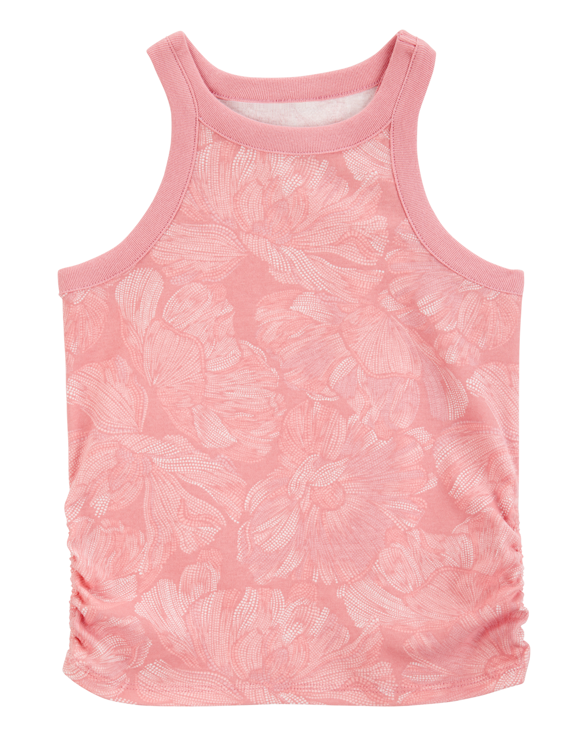 りー ピンクステッチ32 Kid 2-Piece Floral Ribbed Tank Top & Textured Drawstring