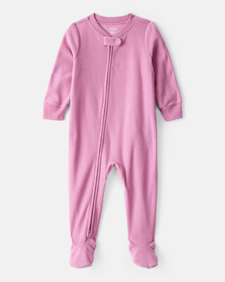 Toddler Girl Bow Loose Fit Long-Sleeve 1-Piece Pajamas - Pink