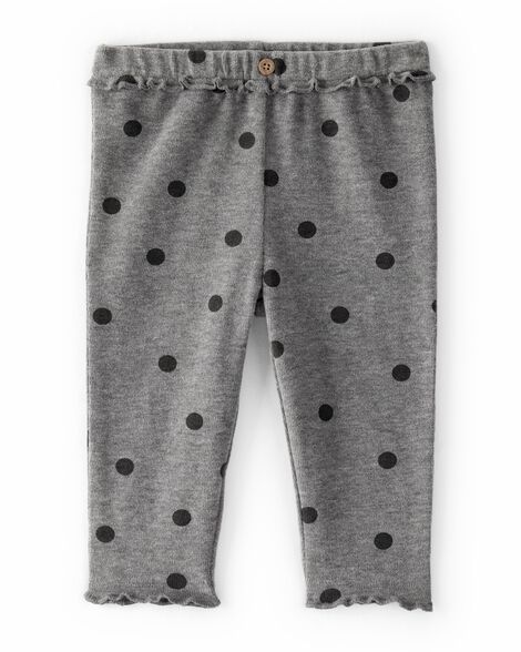 baby girl flutter-waist polka dot pants - grey