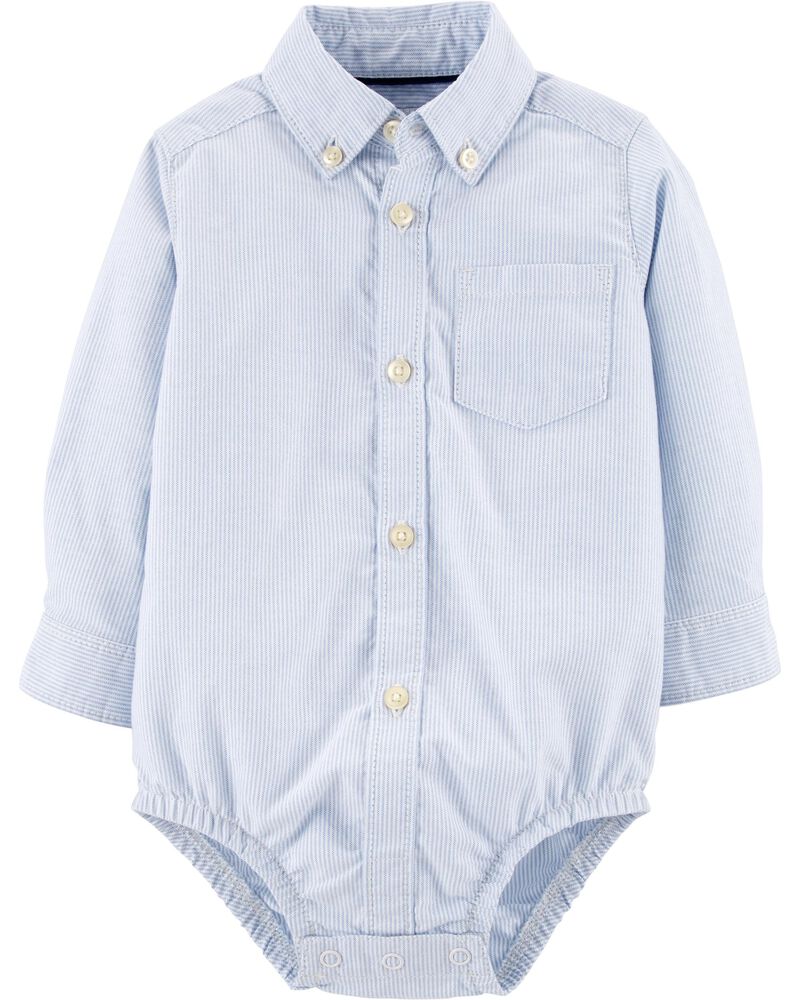 Baby Blue Oxford Button Front Bodysuit Carters Com