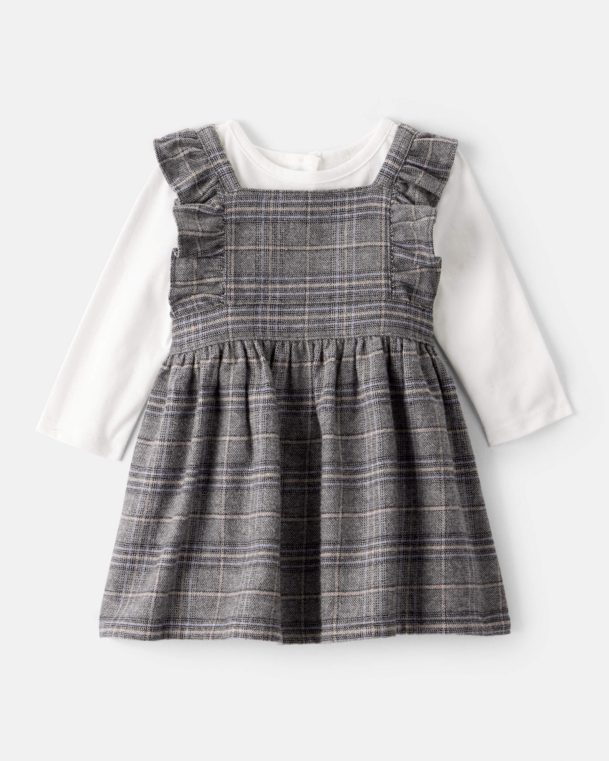 OshKosh Bgosh Baby Girls Girl 2-Piece Plaid Long-Sleeve Dress Set 9M Multi 20$