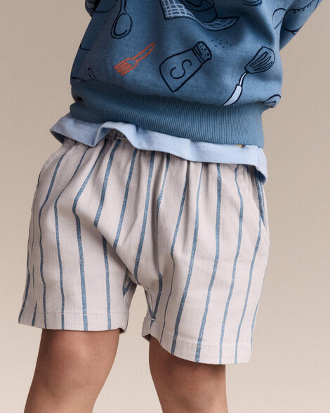 Toddler Boy Playground Shorts in Stripes - Grey