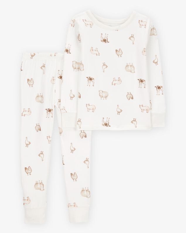 Product image 1 of Toddler Farm Animals Print PurelySoft 2-Piece Pajamas - Ivory